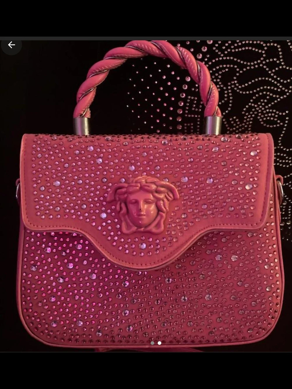 Source Unknown Pink Crystal-Embellished Top Handle Bag